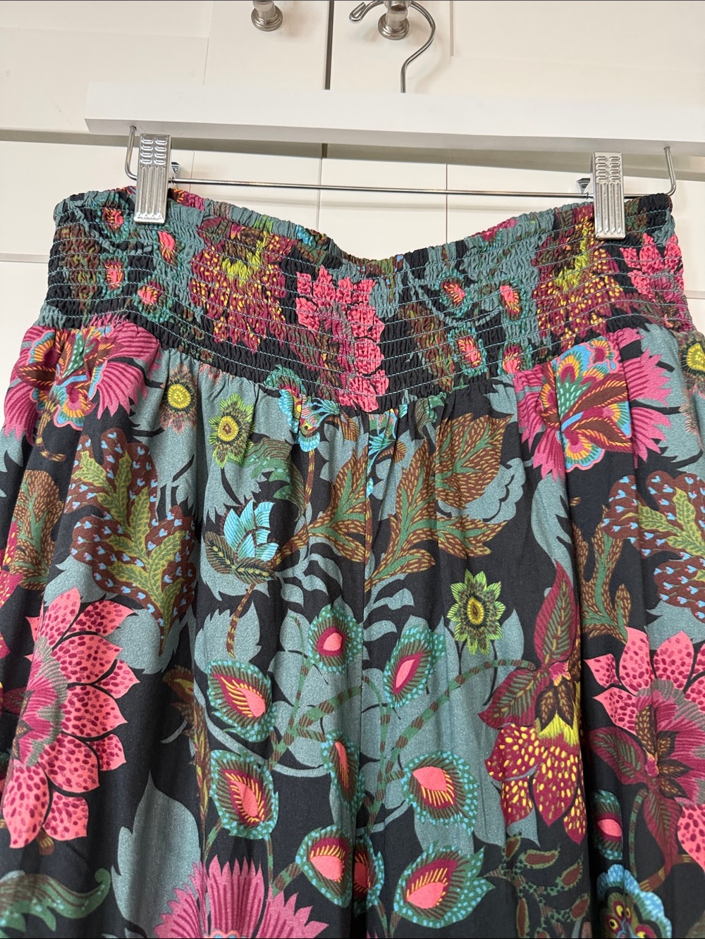 Sundance Floral Wide-Leg Pants in Pink & Teal - Picture 2 of 5